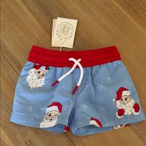 The Beaufort Bonnet Company Red and Blue Santa Swim Trunks